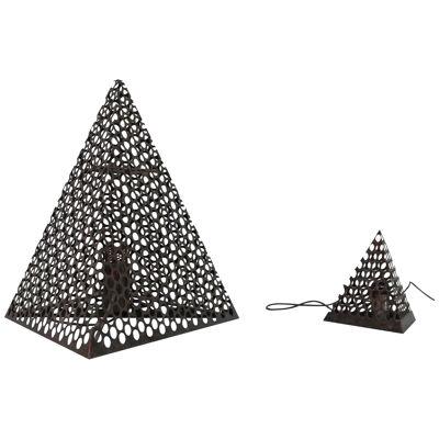 French Mid-Century Pyramid Geometric Floor and Table Lamp Pair