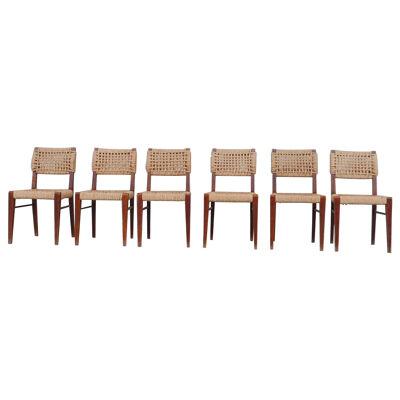 Set of Six Audoux-Minet French Mid-Century Dining Chairs (6)