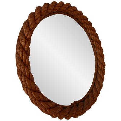 Mid-Century Rope Circular Mirror Attributed to Audoux-Minet
