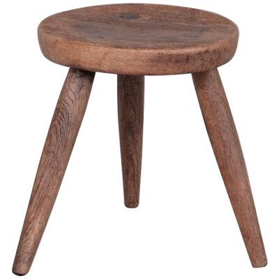 Mid-Century French Tripod Oak Stool or Side Table