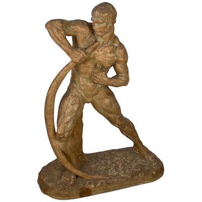 Sculpture of an Archer in Terracotta by Henri Bargas