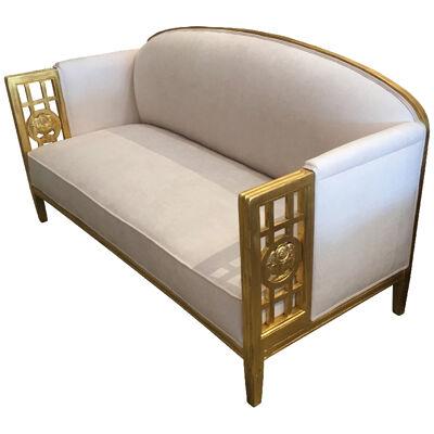 Art Deco Gold Leaf Salon Sofa (Canapé) by Paul Follot