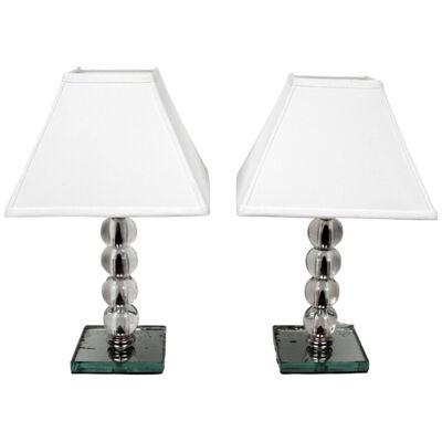 Pair of Glass Table Lamps by Jacques Adnet