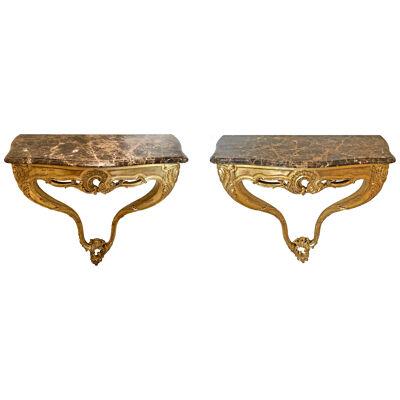Pair of Spanish Rococo, Louis XV Style Console Tables