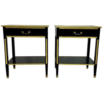 Pair of Ebony End / Side Tables, Night Tables, Maison Jansen Style, Hollywood