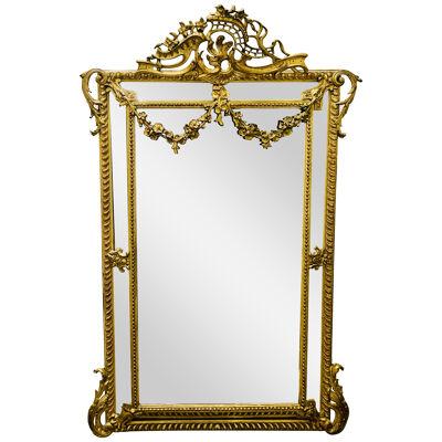19Th Century Louis XVI Style, Console, Wall Mirror, Gilt Wood,
