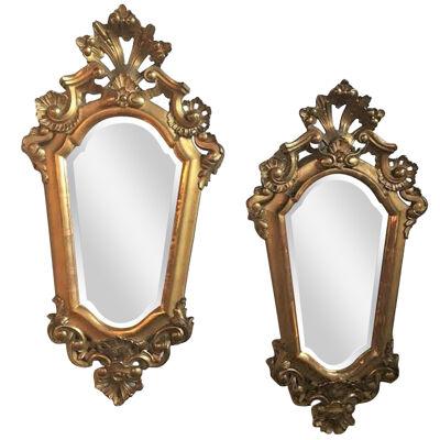 Pair of Italian Gilt Carved Mirrors