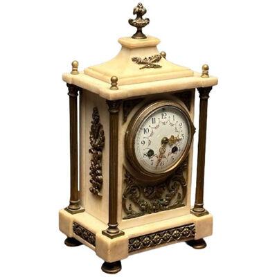 19th Cent Marble and Bronze French Mantle, Bracket or Table Clock, Signed France