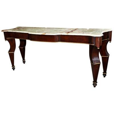 French Mahogany And Parcel Gilt Onyx Marble Top Console Table by Maison Jansen
