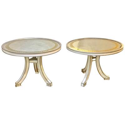 Pair of Hollywood Regency Églomisé Top Painted Side, End or Centre Tables
