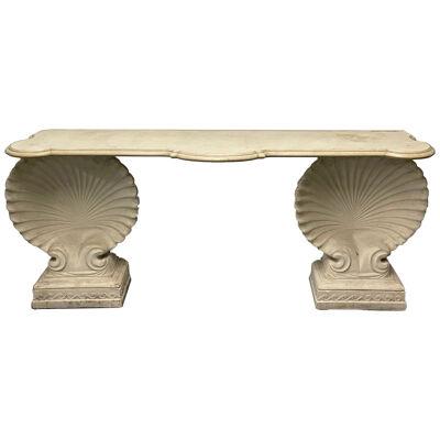 Shell Console Table, Marble, Stone, Early 20th Century, Custom Made.