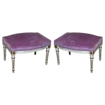Pair of French Louis XVI Style Painted Foot Stools
