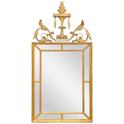 Adams Style Gilt Carved Wall Mirror with All Beveled Inserts