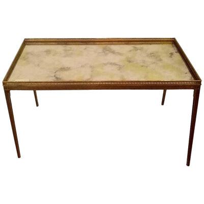 Maison Baguès Style Coffee Table with Mirror Top, Bronze, Mid Century Mode