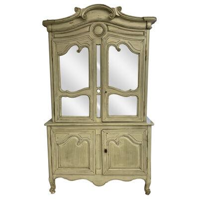 19th Century Gustavian Bookcase Cabinet, Cupboard, Antiqued Mirror, French