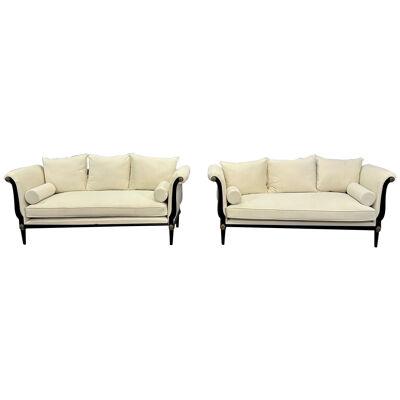 Pair of Steel and Bronze Sofas / Settees, Hollywood Regency, Peter Marino Style