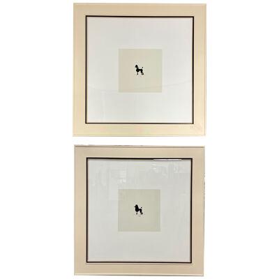 Two Large Poodles Silhouette in Custom Matted Frames