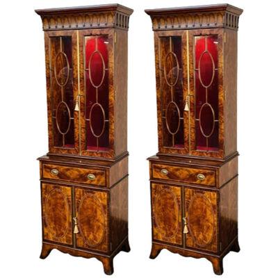 Pair of Bookcase / Showcase Cabinets, Theodore Alexander "Althorp" Mahogany