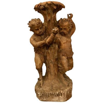 Late 18th or Early 19th Century Terracotta Putti Figural Fountain / Planter Base