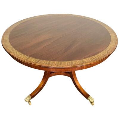 Georgian Style Mahogany Banded Center or Dining Table by William Tillman