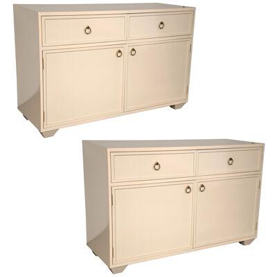 Pair Of Jackie Buffet Cabinets By E J Victor White Laquered Box Design