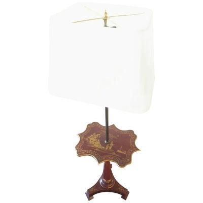 Red Chinoiserie Decorated Table Lamp with Custom Shades