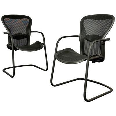 Pair of Stamped Herman Miller Mid-Century Modern Desk / Office Chairs, Aluminum