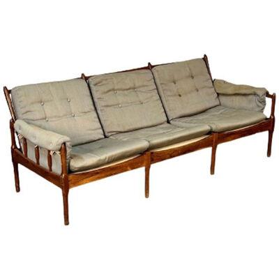 Danish Mid-Century Modern Rosewood Three Seater Sofa for Reupholstery