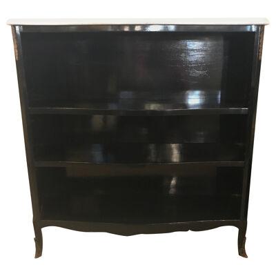 Ebony Marble-Top Bookcase or Console Table Attributed to Maison Jansen