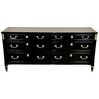 Hollywood Regency Louis XVI Style Dresser / Sideboard, Black Lacquer, Directoire