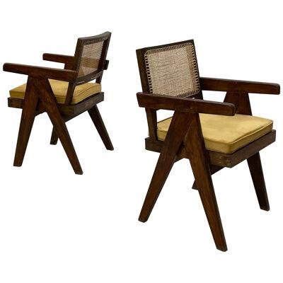 Pair of Mid-Century Modern Pierre Jeanneret Office Chairs, Authentic