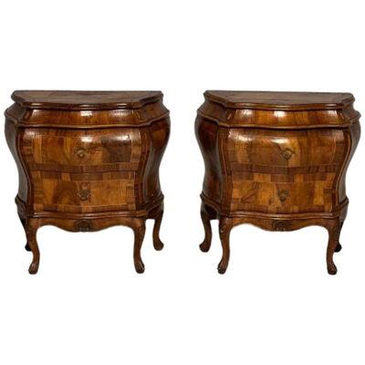 Pair Italian Olive Wood Commodes, Nightstands, End Tables or Pedestals, Baroque