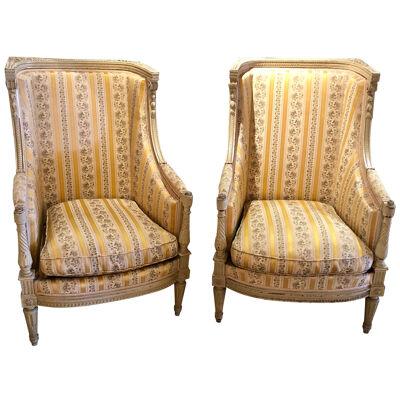 Pair of Maison Jansen attrib. French Wingback or armchairs in a Swedish Finish