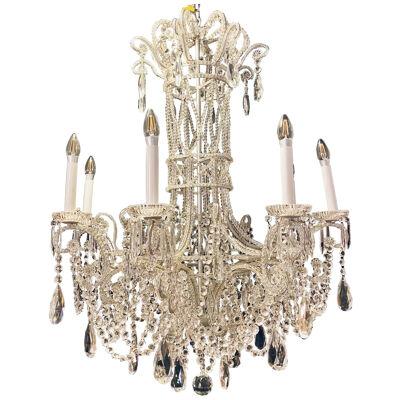 Silver Leaf Iron Chandelier with fine Crystal Bead and Pendant Decoration	