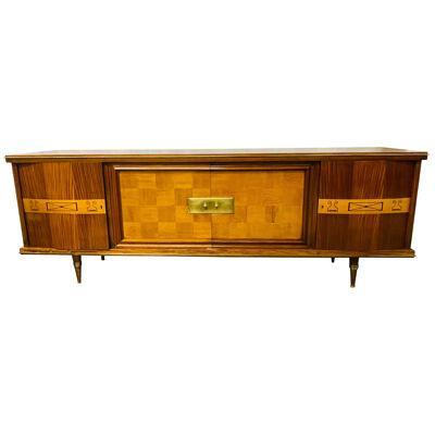 French Deco Macassar and Walnut Sideboard/Credenza/Cabinet, France, 1930s