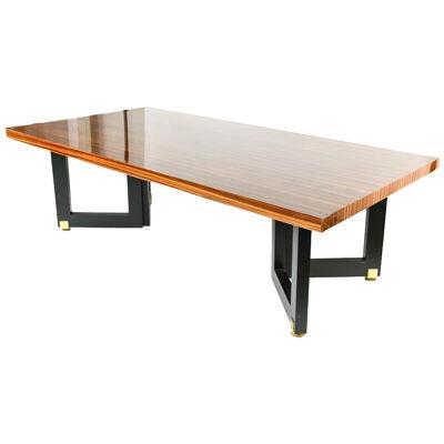 Lorin Marsh Dining Conference Table Smorgasbord Lacquered Zebra-Wood and Brass