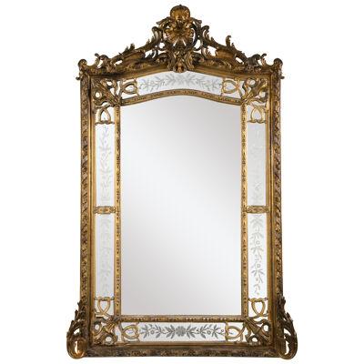 19th Century French Gilded Wood and Gesso Monumental Mirror