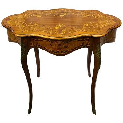 Antique Inlaid French End, Side or Center Table, Mother of Pearl, Louis XV