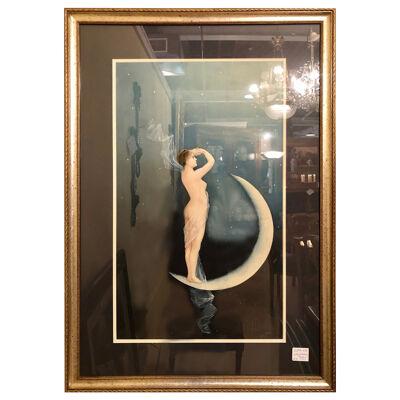 Watercolor Under-Glass Signed and Dated Perrey, circa 1888