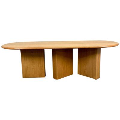 Contemporary Handcrafted Oval Dining Table, Solid Oak, Modern Pedestal Base