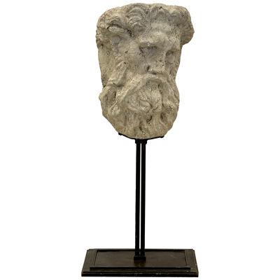 Bust of Roman or Greek Man, Venetian Style, Metal Stand, Sculpture, 20th C.