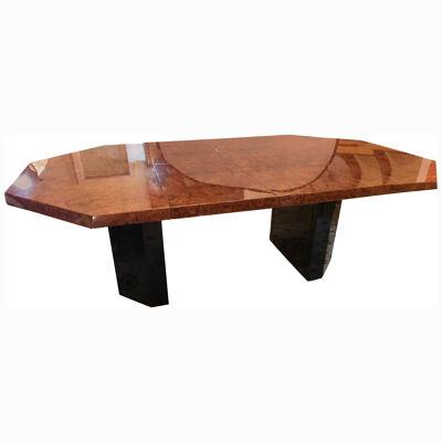 Mid-Century Modern Milo Baughman Style Burl Walnut Octagonal Dining Table