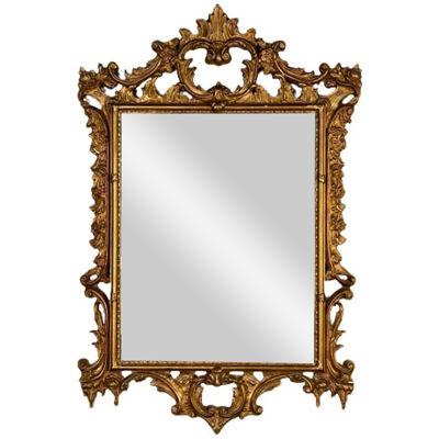 Rococo Carved Giltwood Wall / Console Mirror, Distressed Mirror