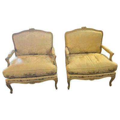 Pair of Louis XV Style Lounge Chairs by Maison Jansen