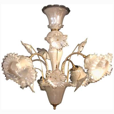 Italian Murano Glass Tulip Form Chandelier