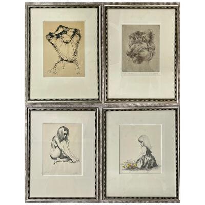 Four Framed Pencil Signed and Numbered Etchings, Finely Framed and Matted