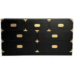 Hollywood Regency, Campaign Chest, Black Paint, Brass, USA, 1970s