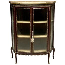 Louis XV Style, Curio Cabinet, Mahogany, Bronze, Glass, France, 1910s