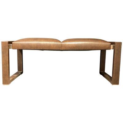 Loren Marsh Design Bench Embossed Leather and Polished Stainless Steel