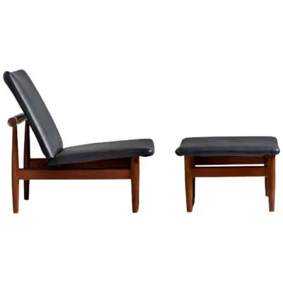 Finn Juhl Danish Mid-Century Modern Japan Lounge Chair and Ottoman, Daverkosen